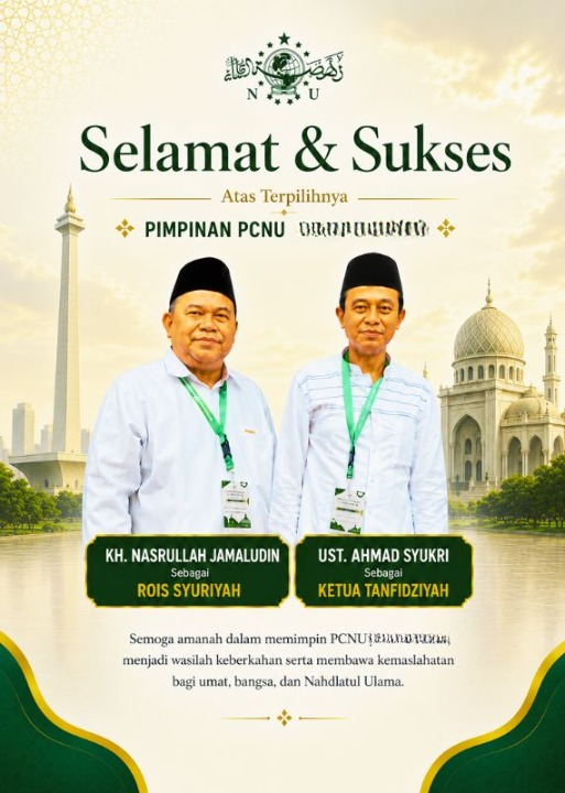 PCNU  Pengurus Cabang Kabupaten Temanggung Rois Syuriyah KH Nasrullah Jamaludin dan Ketua Tanfidziyah Ust Ahmad Syukri